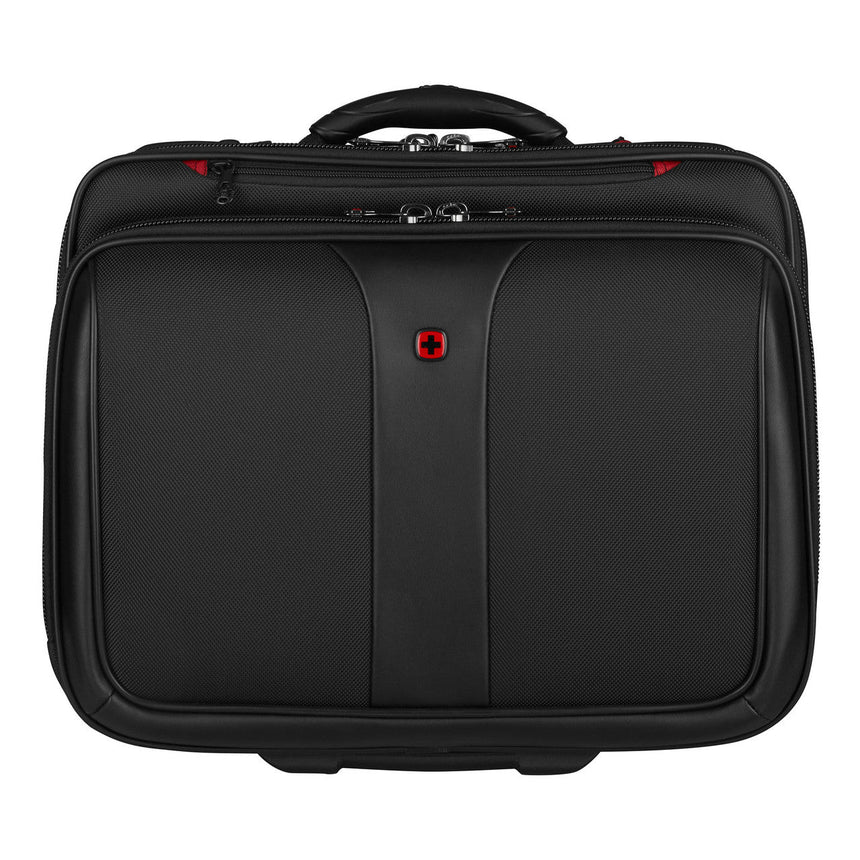 Black rolling laptop briefcase with red accents.