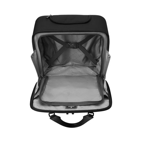 Open laptop bag or briefcase with padded interior compartment.