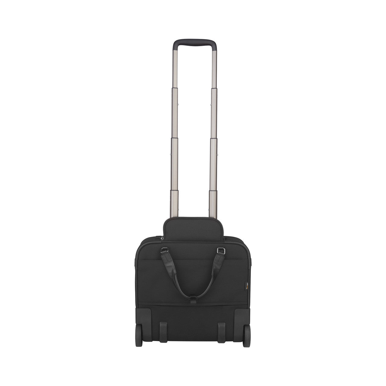 Rolling laptop bag with an extendable handle and wheels.
