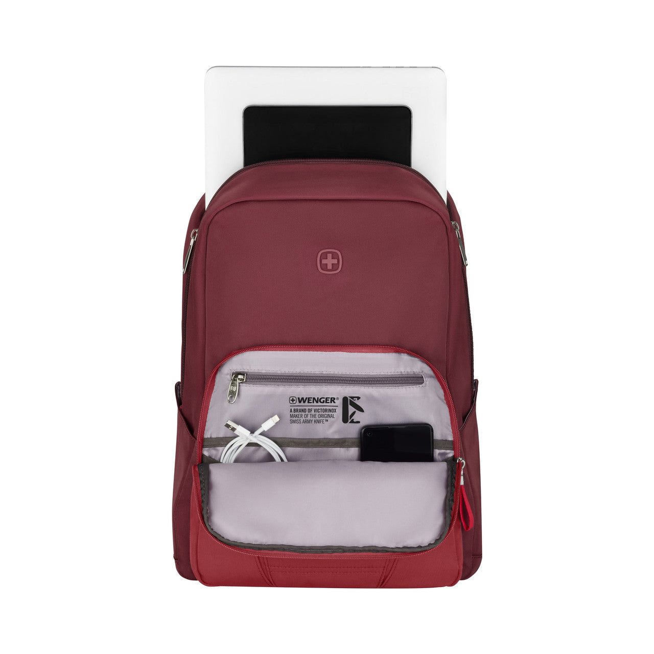 WENGER Red Laptop Backpack 15.6in Trolley Strap Organizer 612546