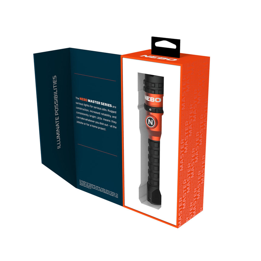 Packaged flashlight or handheld torch in orange and blue retail boxes.