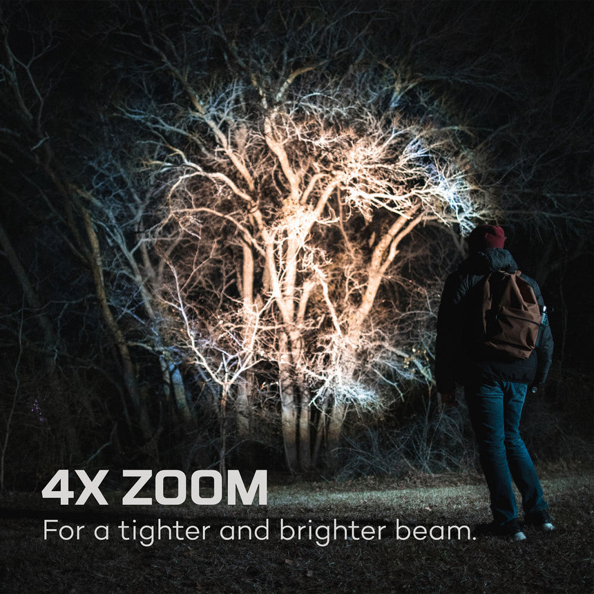 Illuminated bare tree with intricate branching patterns glowing against a dark background.