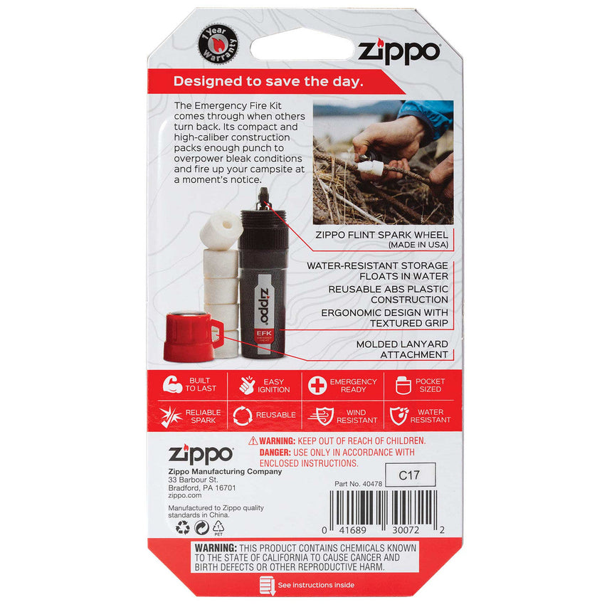 Zippo Outdoor Survival Fire Kit for Camping and Emergencies