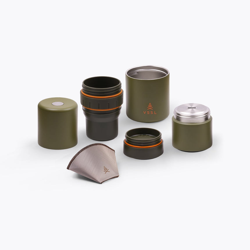 VSSL Nest Pour Over Portable Coffee Kit Deep Moss