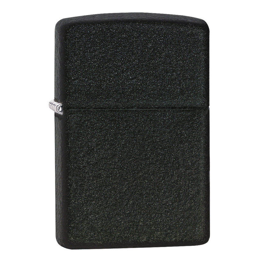 Black matte Zippo lighter with a textured surface.