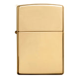 Gold-colored Zippo lighter with a smooth, polished finish.