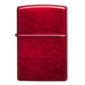 Red metallic Zippo-style lighter with a glossy finish.