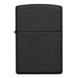 Black matte Zippo-style lighter with a textured surface.