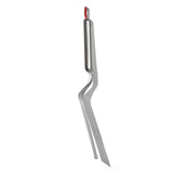 Stainless steel tweezers with angled tips and a red accent on the end.