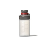 Plastic squeeze bottle with measurement markings and a gray cap with a red accent.