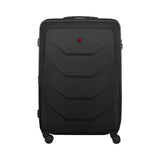 Black hardshell rolling suitcase with a Swiss Army logo.