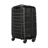 Black hardshell rolling suitcase with horizontal ridges.