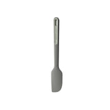 Gray silicone spatula with a long handle.