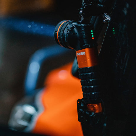 Camera lens with ’HERO’ branding visible, likely part of a GoPro action camera.