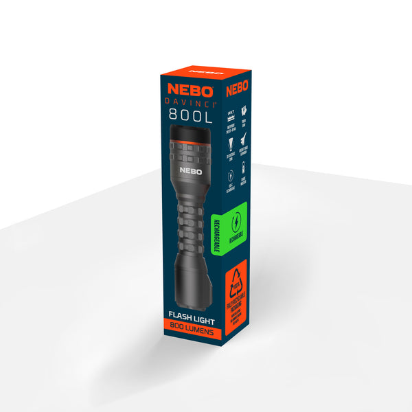 NEBO Davinci 800 Lumen Rechargeable Flashlight with USB C Model 89769