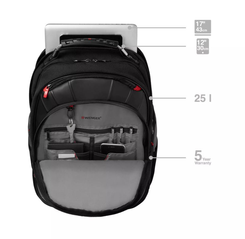 Wenger Pegasus 17 Inch Laptop Backpack Gray with Protective Straps