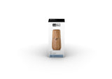 Wooden pepper or salt mill with a conical shape and metal top.