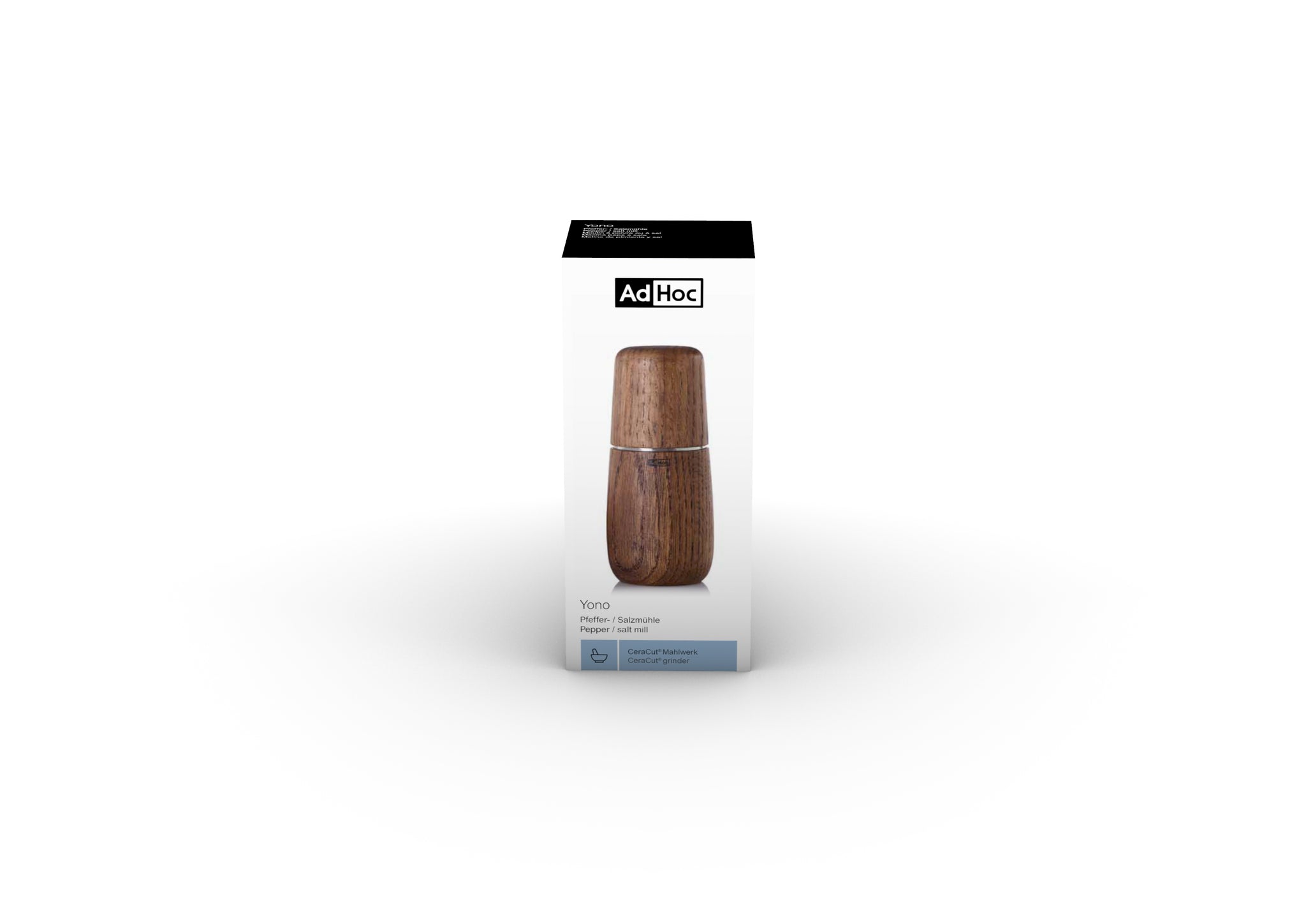 Wooden pepper or salt mill with a rounded shape.
