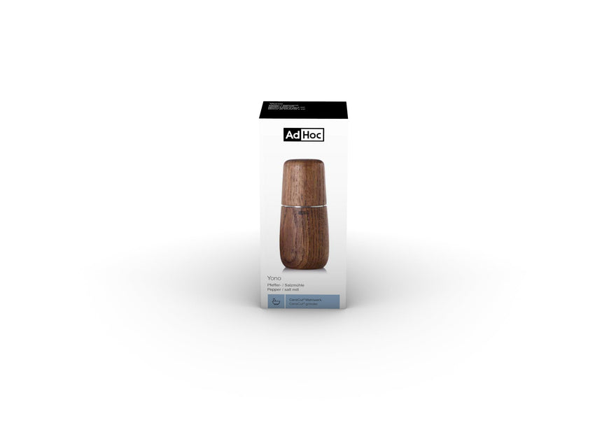 Wooden pepper or salt mill with a rounded shape.