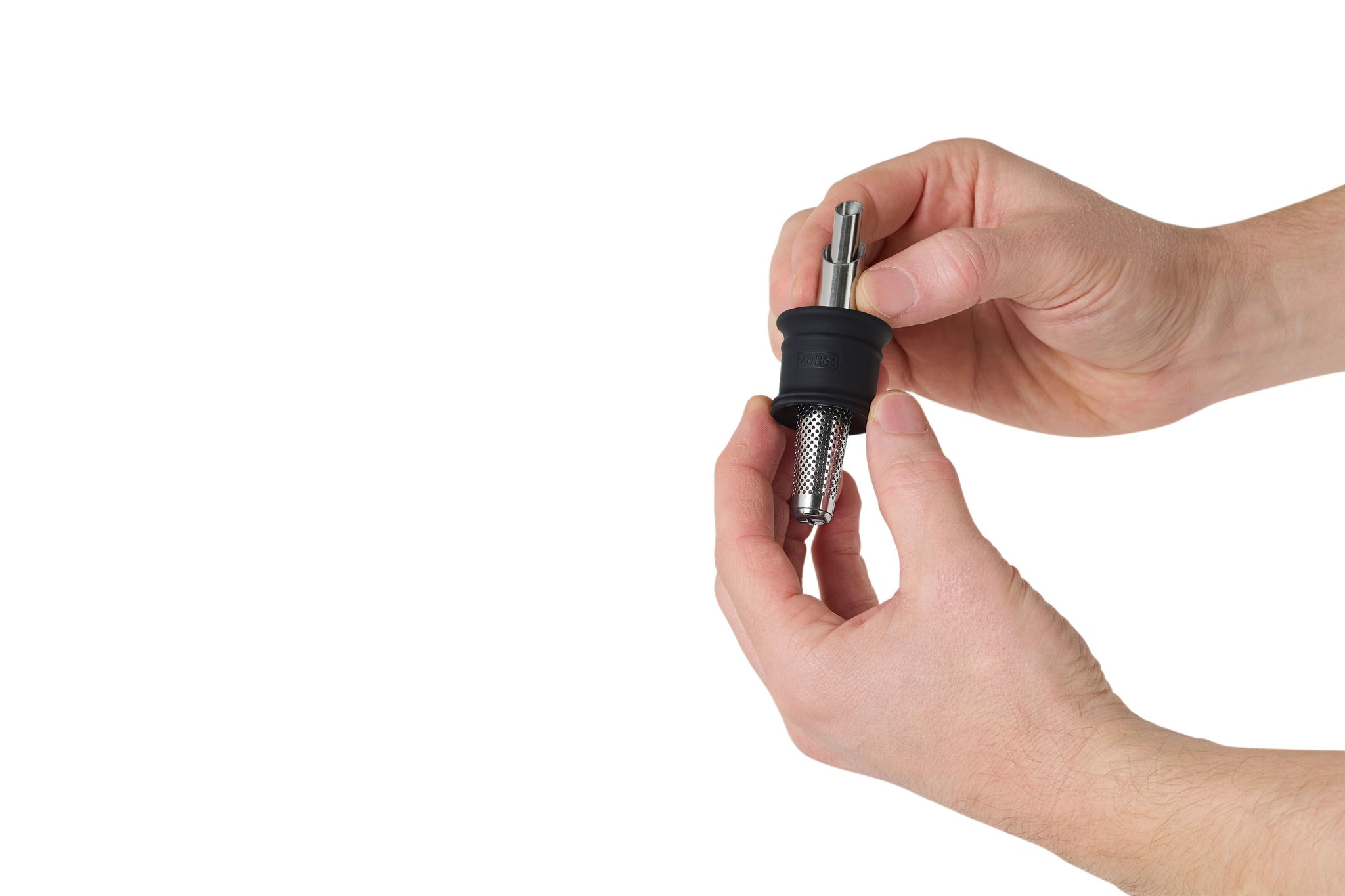 Screwdriver being held between two hands.
