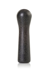 Dark, elongated stone pestle with a rounded top and slightly wider base.
