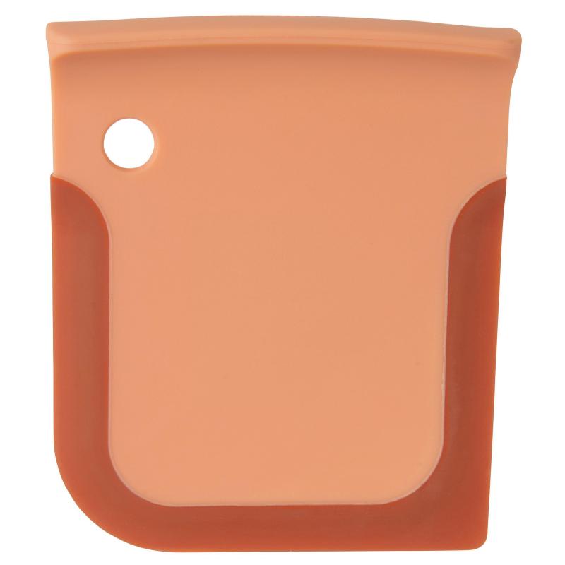 Slice of Swiss cheese with a single round hole.