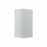 White cylindrical device labeled ’LEG’ with a subtle curved design.